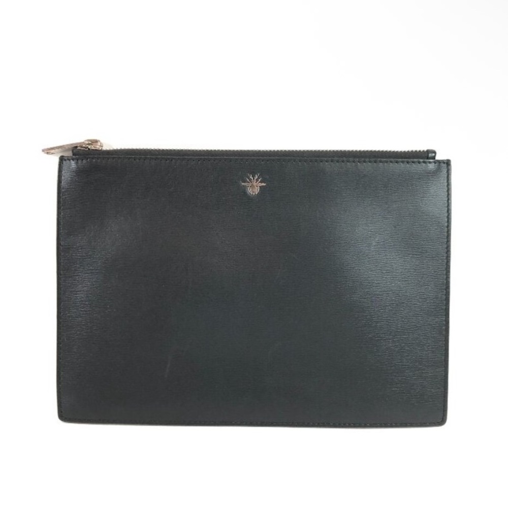 Dior Homme Black Leather Bee Zippy Pouch